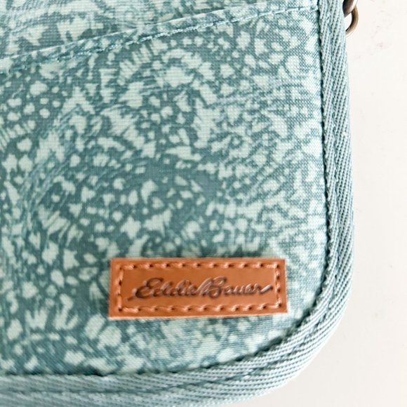 Eddie Bauer Cross body Purse, Aqua Blue, Green Zippered Removable Shoulder Strap - Picture 2 of 8